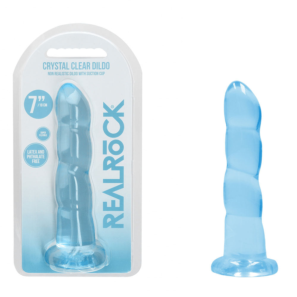 RealRock Crystal Clear 17 cm Dildo with Suction Base Blue > Dildos > Realistic Dildos Main image