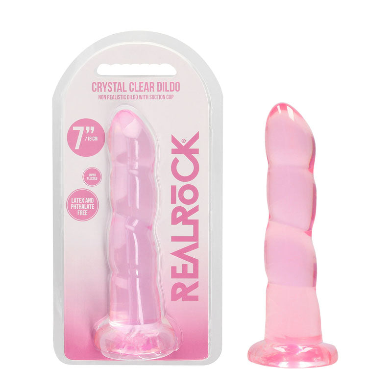 RealRock Crystal Clear 17 cm Dildo with Suction Base Pink > Dildos > Realistic Dildos