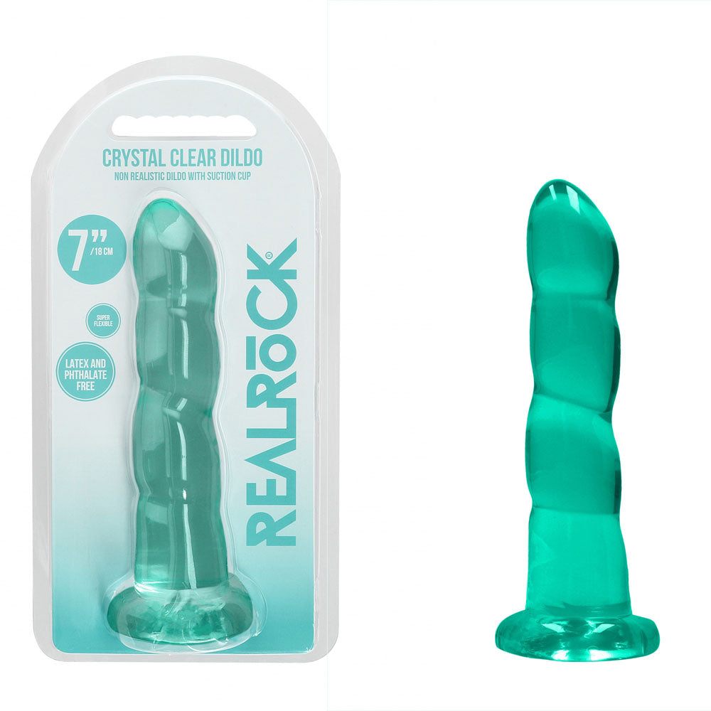 Realrock 17 cm Clear TPE Dildo with Suction Cup – Body-Safe Non-Porous Dildo Turquoise > Dildos > Realistic Dildos