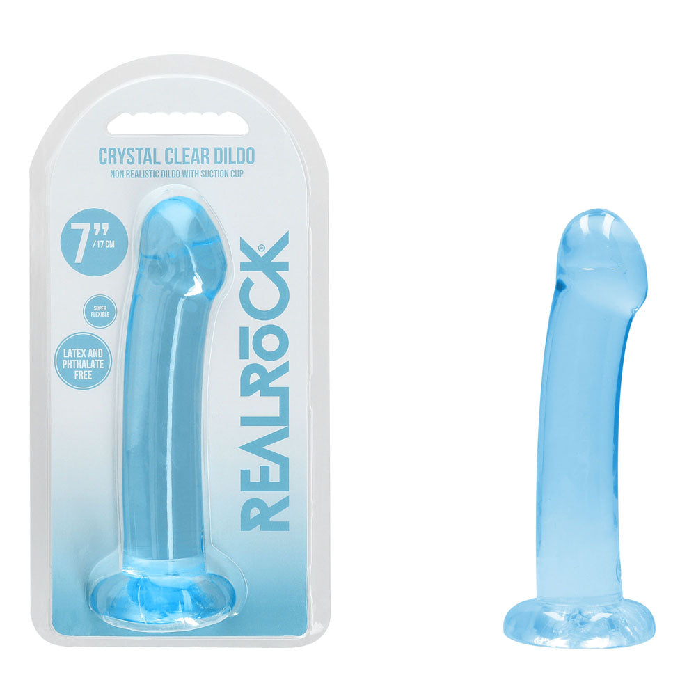 Realrock Crystal Clear Dildo With Suction Cup – 17 cm Dildo Blue > Dildos > Realistic Dildos Main image