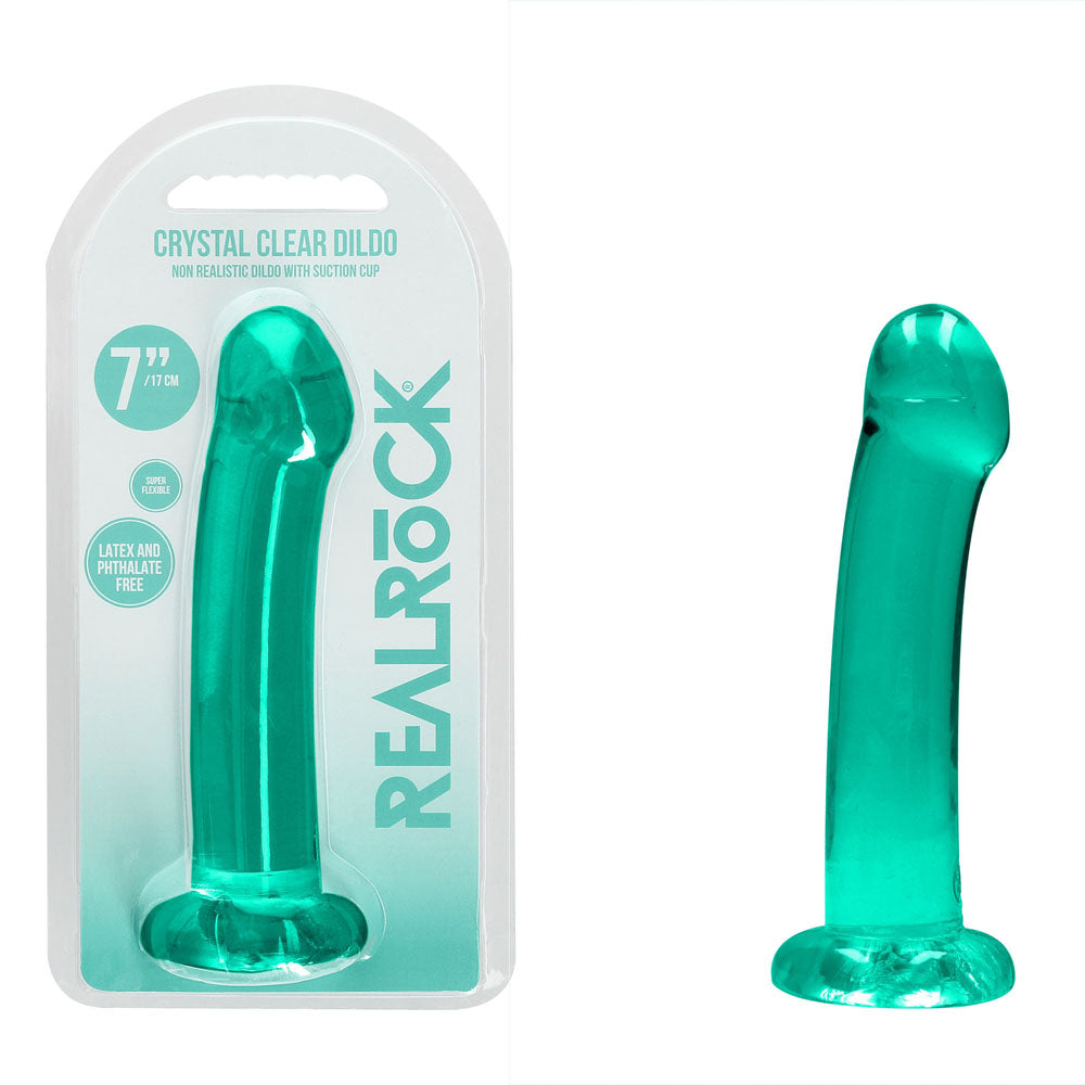 Realrock Crystal Clear Dildo 17 cm – Suction Cup Dildo Turquoise > Dildos > Realistic Dildos