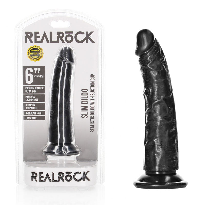 RealRock Realistic Slim Dildo 6 Inch – Soft-Touch 15.5 cm Dildo Black > Dildos > Slim Dildos Main image