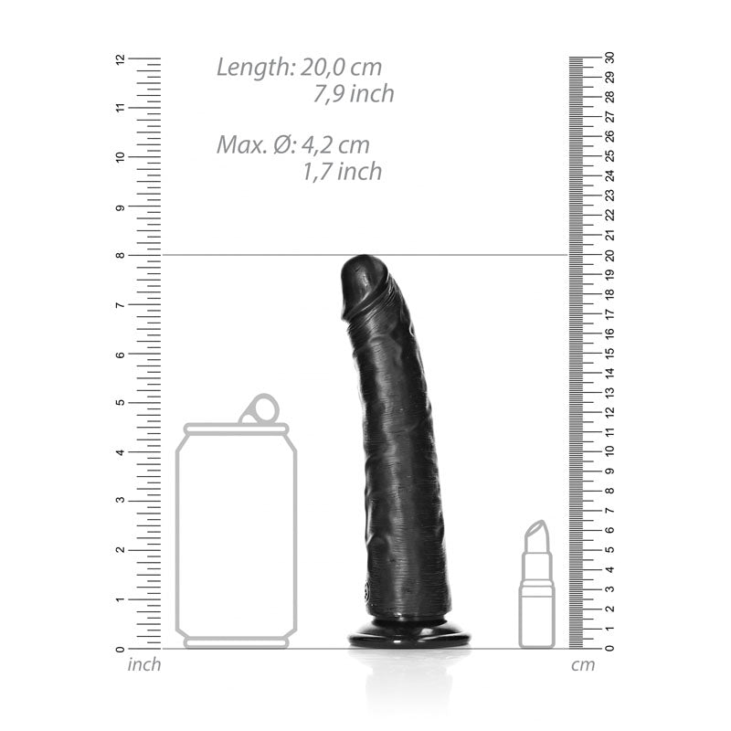 RealRock Realistic Slim Dildo with Suction Cup 7 Inch Black