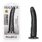 RealRock Slim Dildo with Suction Cup 8 Inch Black