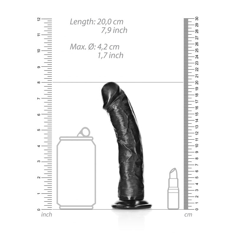 RealRock Realistic Curved Dildo with Suction Cup 7 Inch Black