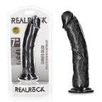 RealRock Curved Dildo with Suction Cup 7 Inch Black
