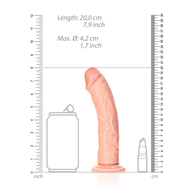 REALROCK Realistic Regular Curved Dildo with Suction Cup -  18 cm (7'') Dong