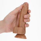 RealRock Realistic Regular Curved Dong with Balls (Tan) – 15.5 cm Length Dildo > Dildos > Slim Dildos