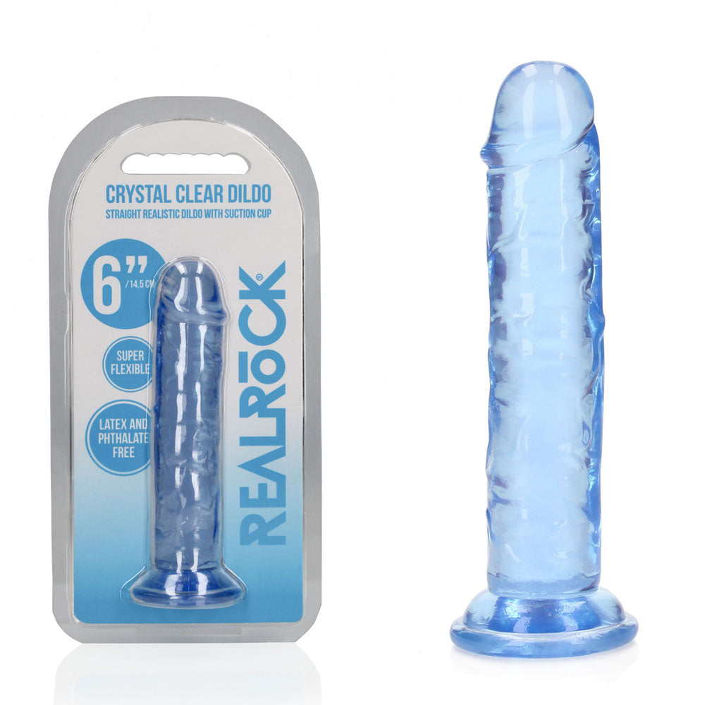 Realrock 15.5 cm Straight Dildo – Clear 6 Inch Dildo Blue > Dildos > Realistic Dildos
