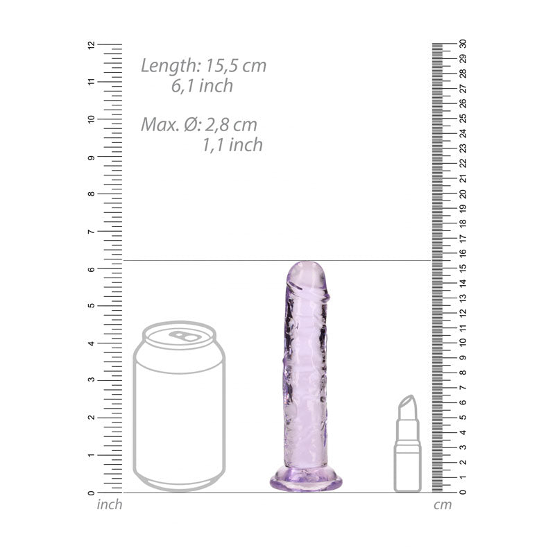 RealRock 15.5 cm Straight Clear Dildo – Transparent 6 Inch Dong > Dildos > Slim Dildos