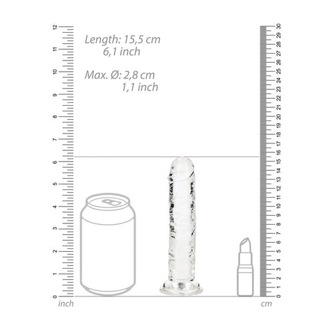 RealRock 15.5 cm Straight Clear Dildo – Transparent 6 Inch Dong > Dildos > Slim Dildos