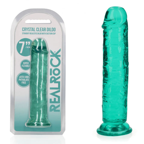 RealRock 18 cm Straight Dildo – Clear 7 Inch Dildo Turquoise > Dildos > Realistic Dildos