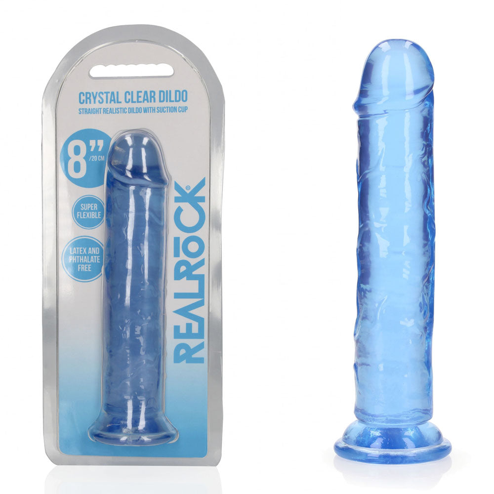 REALROCK 20 cm Straight Crystal Clear Dildo Blue > Dildos > Realistic Dildos