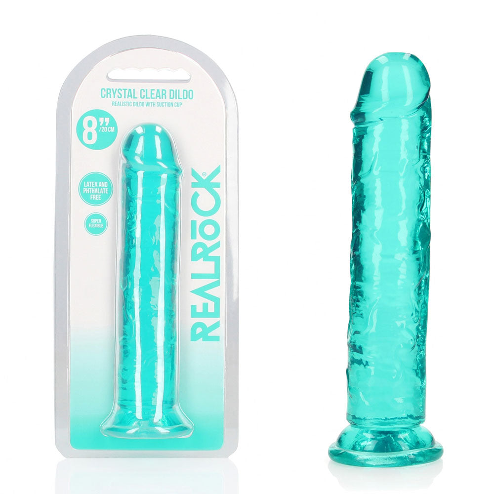 REALROCK Straight Dildo 20 cm – Clear Phthalate-Free TPE 4 cm Diameter Dildo Turquoise > Dildos > Realistic Dildos Main image