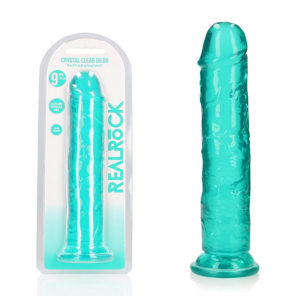 RealRock 25 cm Straight Crystal Clear Dildo Turquoise > Dildos > Realistic Dildos