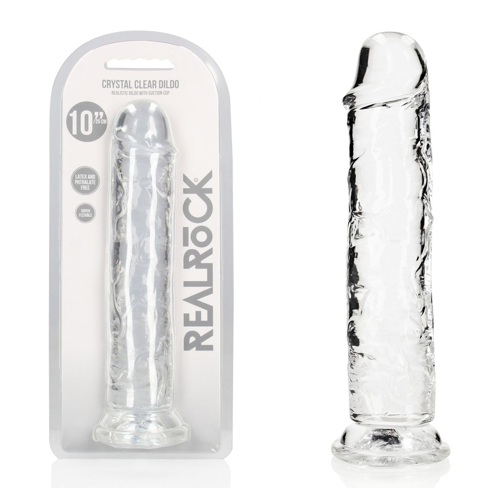 Realrock 28 cm Straight Clear Silicone Dildo Phthalate-Free Non-Porous TPE Adult Toy Clear > Dildos > Large Dildos Main image