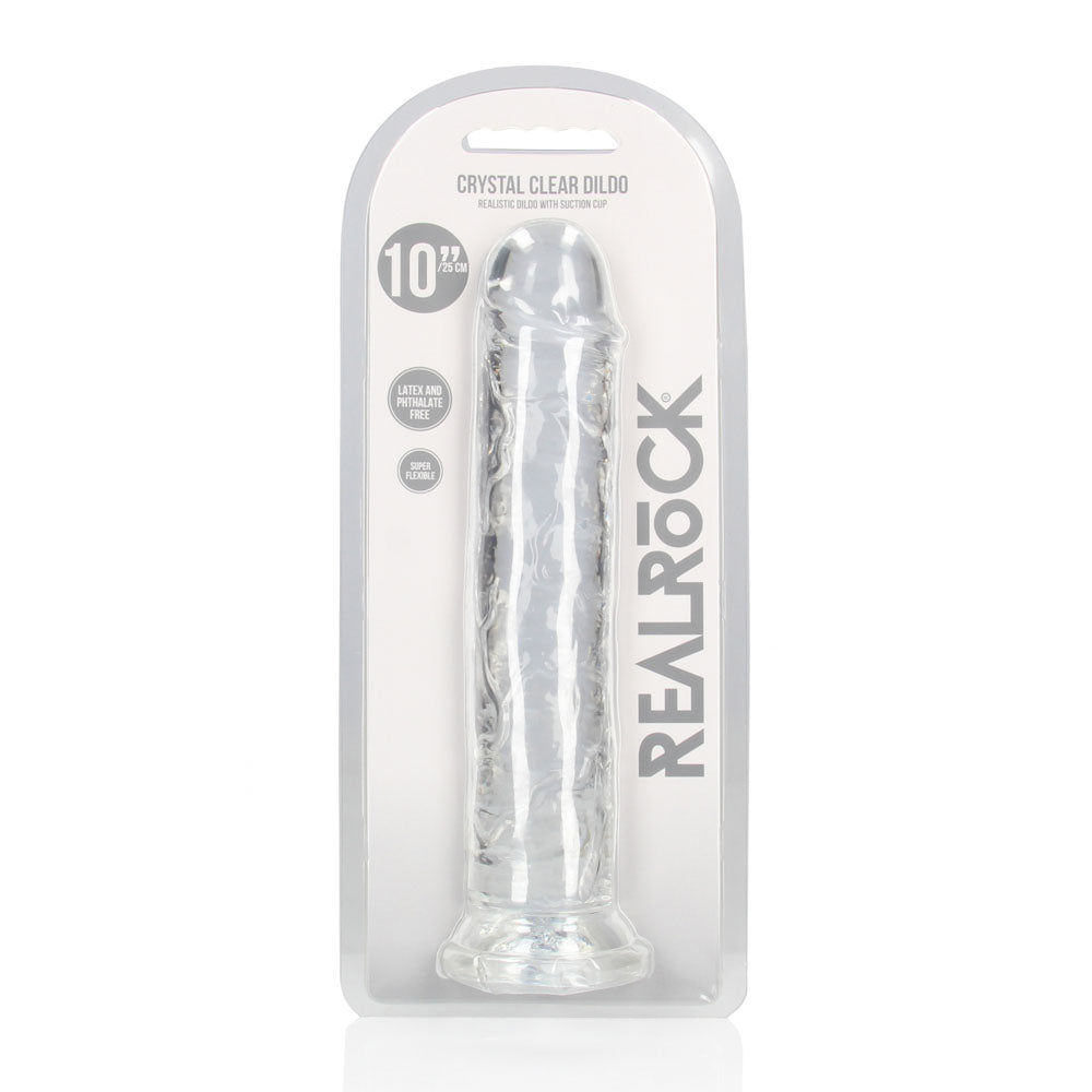 Realrock 28 cm Straight Clear Silicone Dildo Phthalate-Free Non-Porous TPE Adult Toy > Dildos > Large Dildos