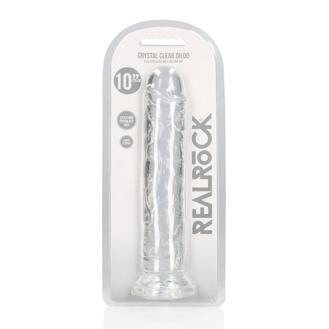 Realrock 28 cm Straight Clear Silicone Dildo Phthalate-Free Non-Porous TPE Adult Toy > Dildos > Large Dildos