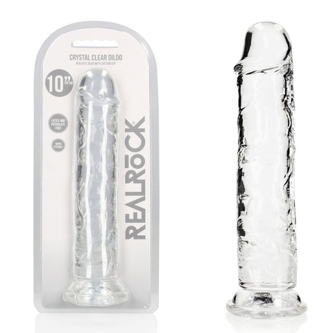 Realrock 28 cm Straight Clear Silicone Dildo Phthalate-Free Non-Porous TPE Adult Toy Clear > Dildos > Large Dildos