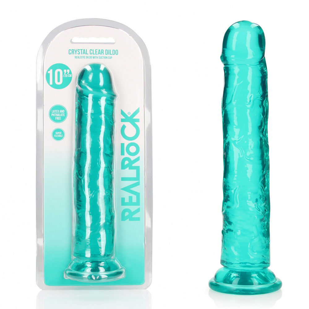 REALROCK 28 cm Straight Dildo – Clear 10 Inch Dildo Turquoise > Dildos > Realistic Dildos