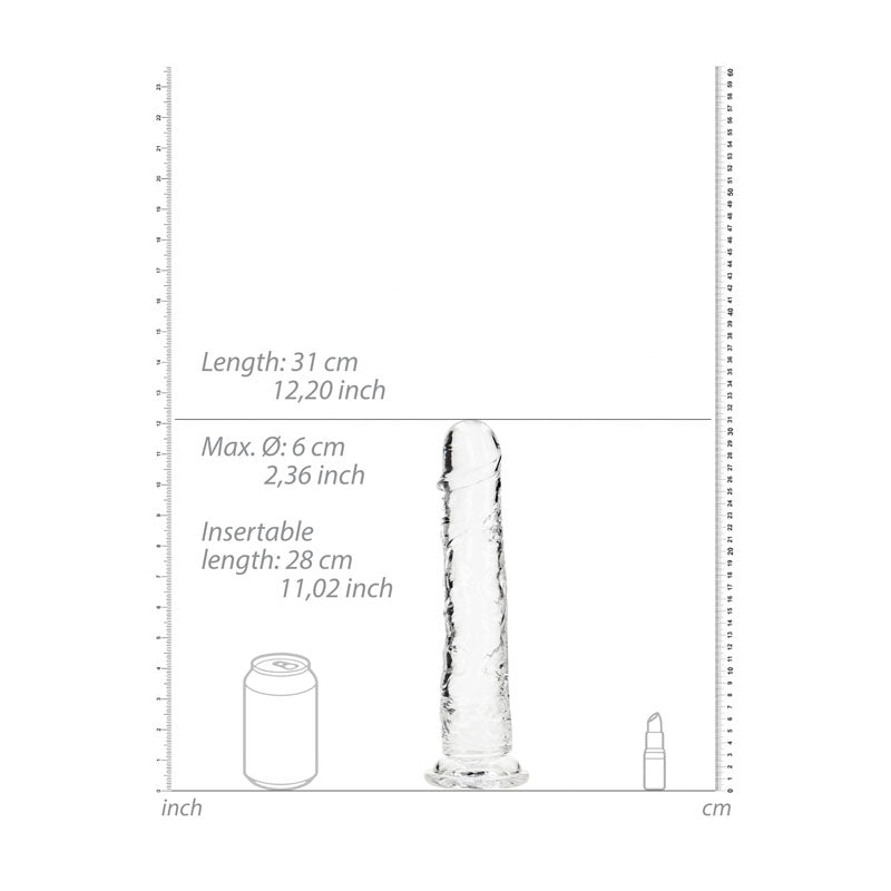 RealRock Crystal Clear Straight Dildo 12.2 Inch