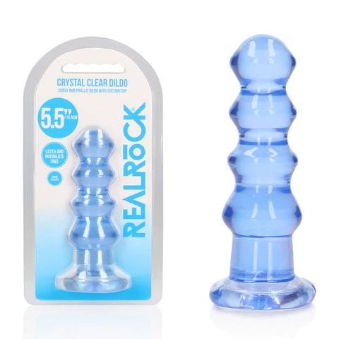 Realrock Curvy 14 cm – Clear 14 cm Butt Plug Blue > Anal Range > Butt Plugs
