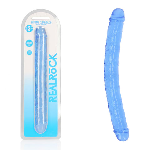 RealRock Double Dong 34 cm Clear Phthalate-Free Latex-Free TPE Double Dildo Blue > Dildos > Double Dildos