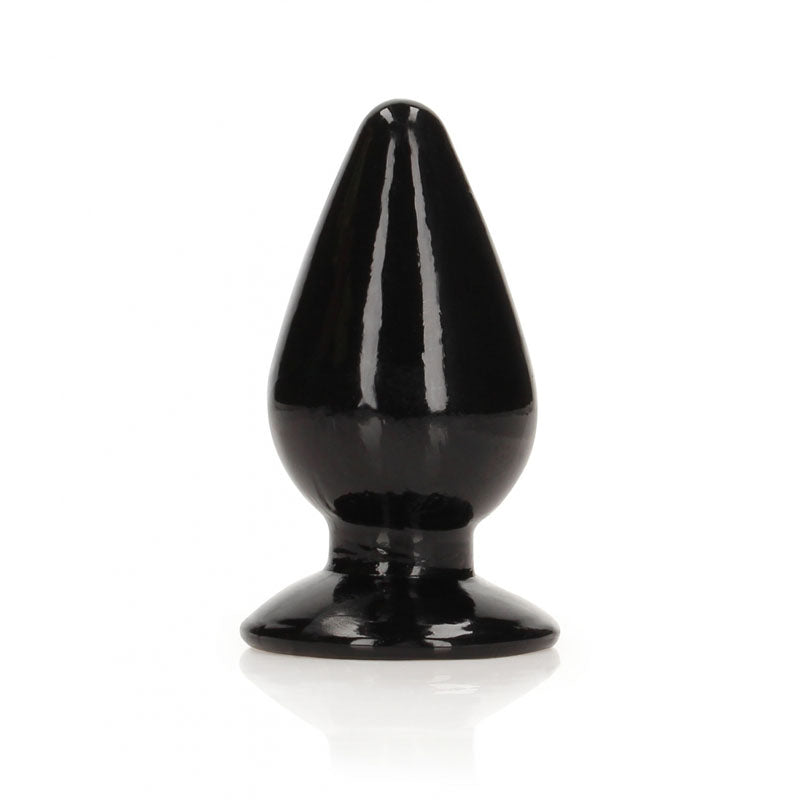 RealRock Crystal Clear 9 cm Suction Cup Butt Plug Black > Anal Range > Butt Plugs