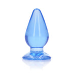 RealRock Crystal Clear 9 cm Suction Cup Butt Plug Blue > Anal Range > Butt Plugs