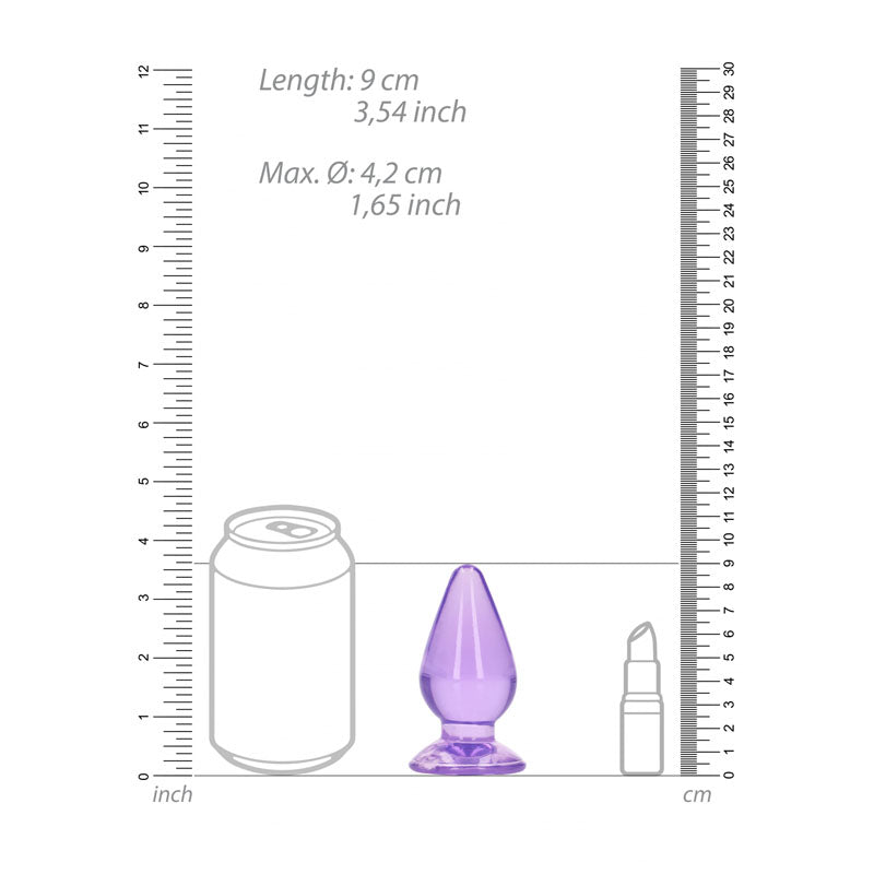 RealRock Crystal Clear 9 cm Suction Cup Butt Plug > Anal Range > Butt Plugs