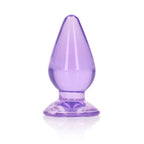 RealRock Crystal Clear 9 cm Suction Cup Butt Plug Purple > Anal Range > Butt Plugs