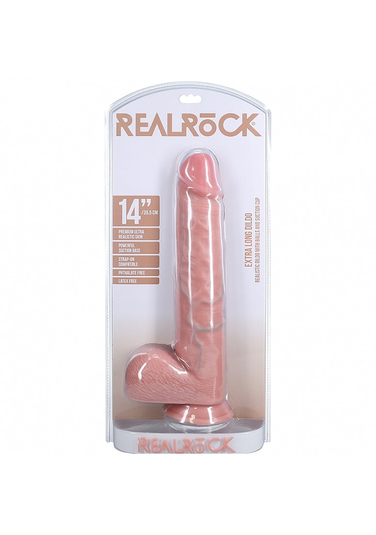 RealRock Extra Long Realistic Skin Dildo with Balls 14 Inch Nude Default Title Dongs Realistic