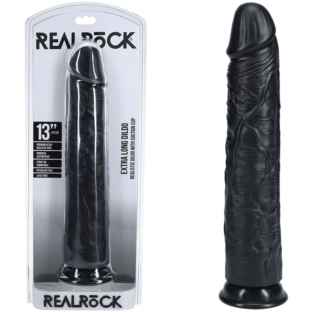 RealRock (33 cm) Extra Long Firm Dildo Black > Dildos > Oversized Toys