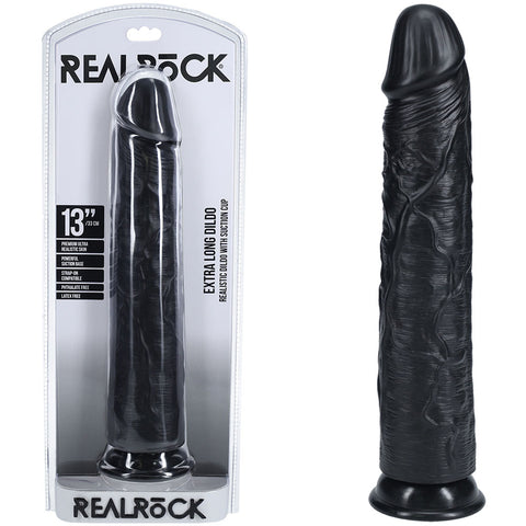 RealRock (33 cm) Extra Long Firm Dildo Black > Dildos > Oversized Toys