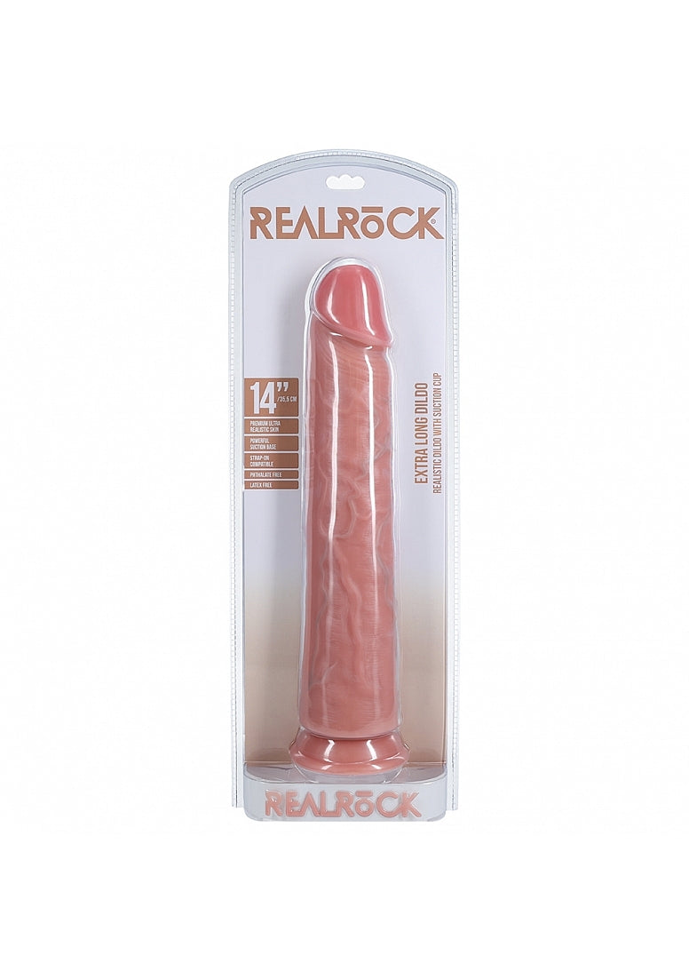 RealRock Extra Long No Balls Dildo 14 Inch Realistic Skin Color Secondary image