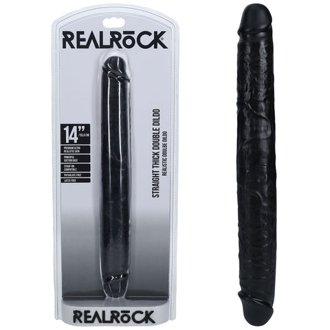 REALROCK 35cm Thick Double Dildo - Realistic PVC Design Black Double Dongs