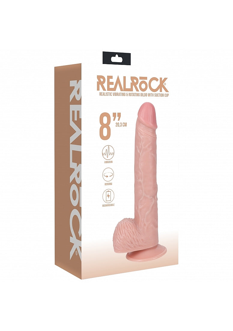 Realrock 20cm Vibrating and Rotating Cock with Balls 8" Inch Flesh > Vibrators > Realistic Vibrators