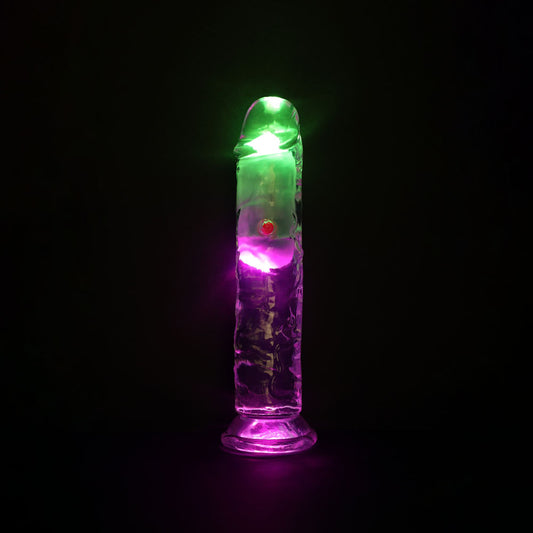 REALROCK 7 Inch Clear LED Wireless Rechargeable Vibrating Dong