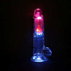 REALROCK 8 Inch Wireless Rechargeable LED Vibrating Dong Clear 22.5 cm Remote DONGS