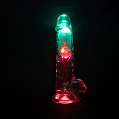 REALROCK 8 Inch Wireless Rechargeable LED Vibrating Dong Clear 22.5 cm Remote DONGS