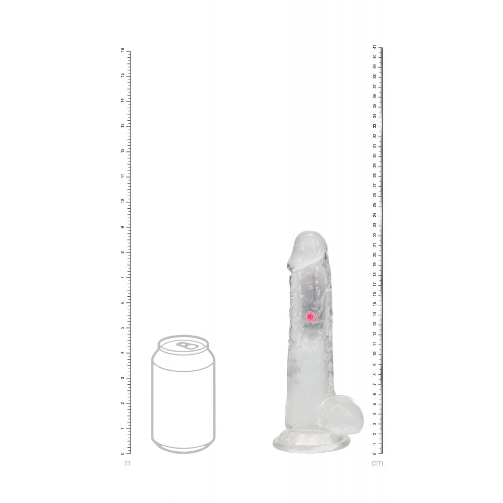 REALROCK 8 Inch Wireless Rechargeable LED Vibrating Dong Clear 22.5 cm Remote DONGS