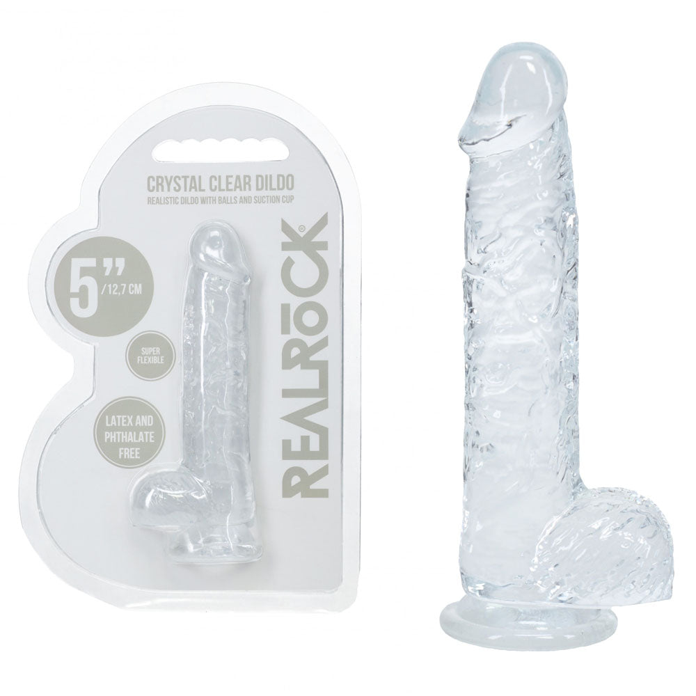 RealRock Crystal Clear Dildo with Balls 5 Inch