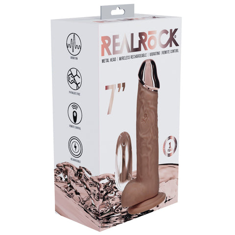 RealRock Metal Head 7 Inch Rechargeable Vibrating Dildo with Remote > Dildos > Realistic Dildos