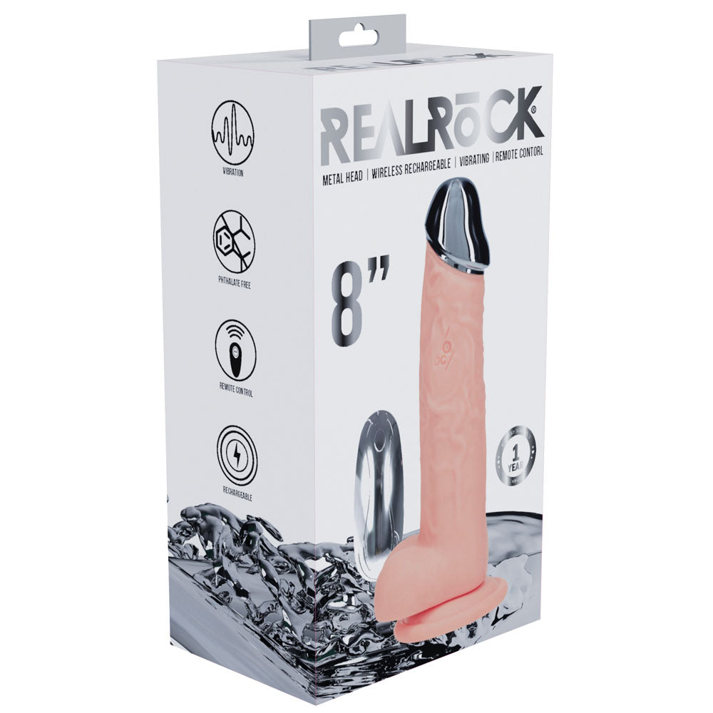 RealRock Metal Head 8 Inch Rechargeable Dildo – Wireless Remote Vibrating Dildo > Dildos > Realistic Dildos