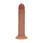 Realrock Dual Density Vibrating Silicone Dildo 8 Inch Tan, front view