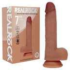 Realrock Dual Density Vibrating Thrusting Dildo 7 Inch Tan with packaging