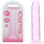 Realrock Crystal Clear 5 Inch Suction Cup Dildo Pink with packaging