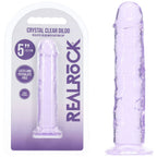 Realrock Crystal Clear 5 Inch Suction Cup Dildo Purple with packaging