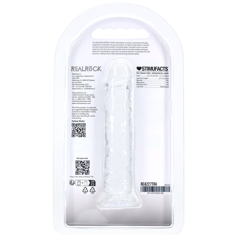 Realrock Crystal Clear Dildo – Suction Cup Base 5 Inch > Dildos > Slim Dildos
