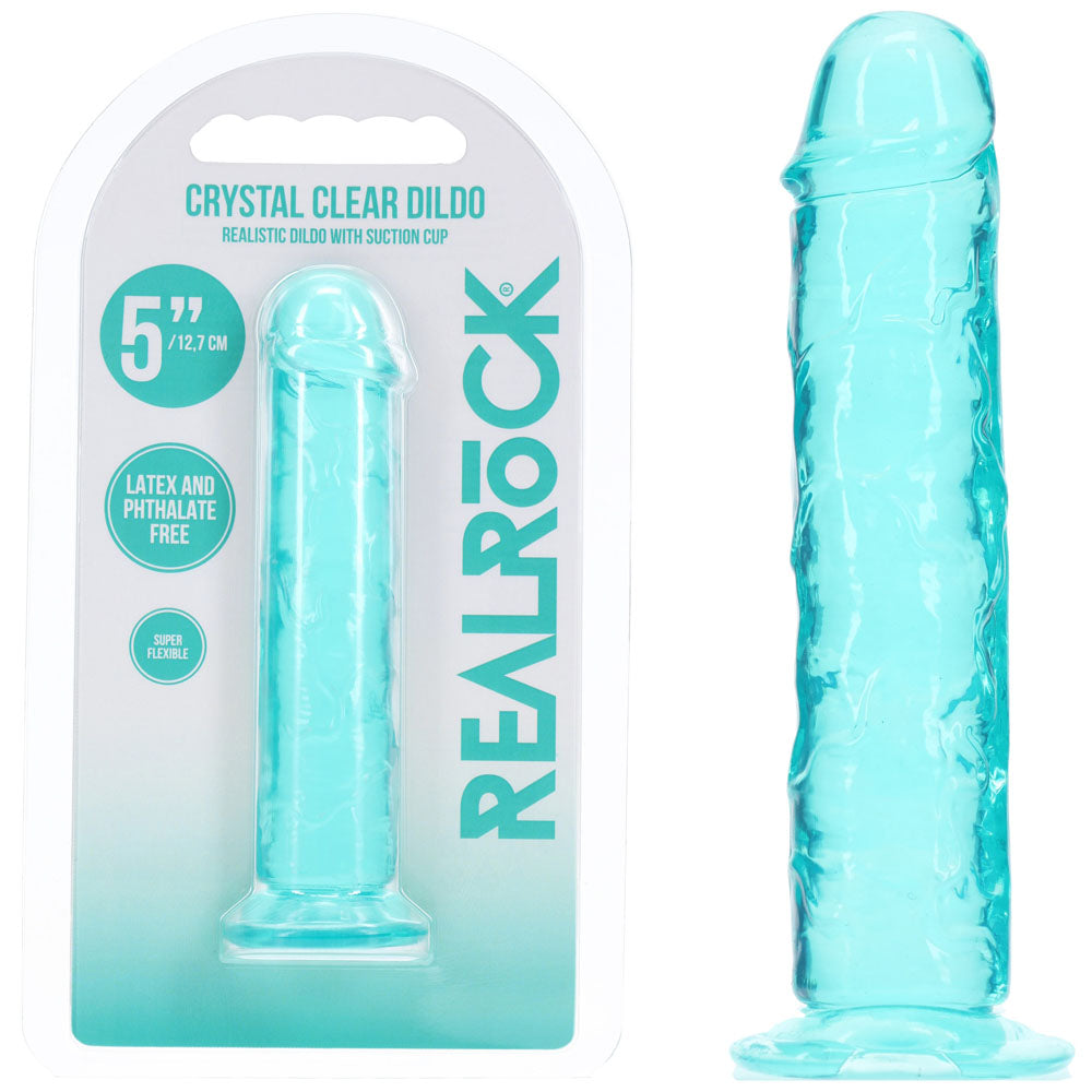 Realrock Crystal Clear – Streamlined Suction Cup Dildo Turquoise DONGS